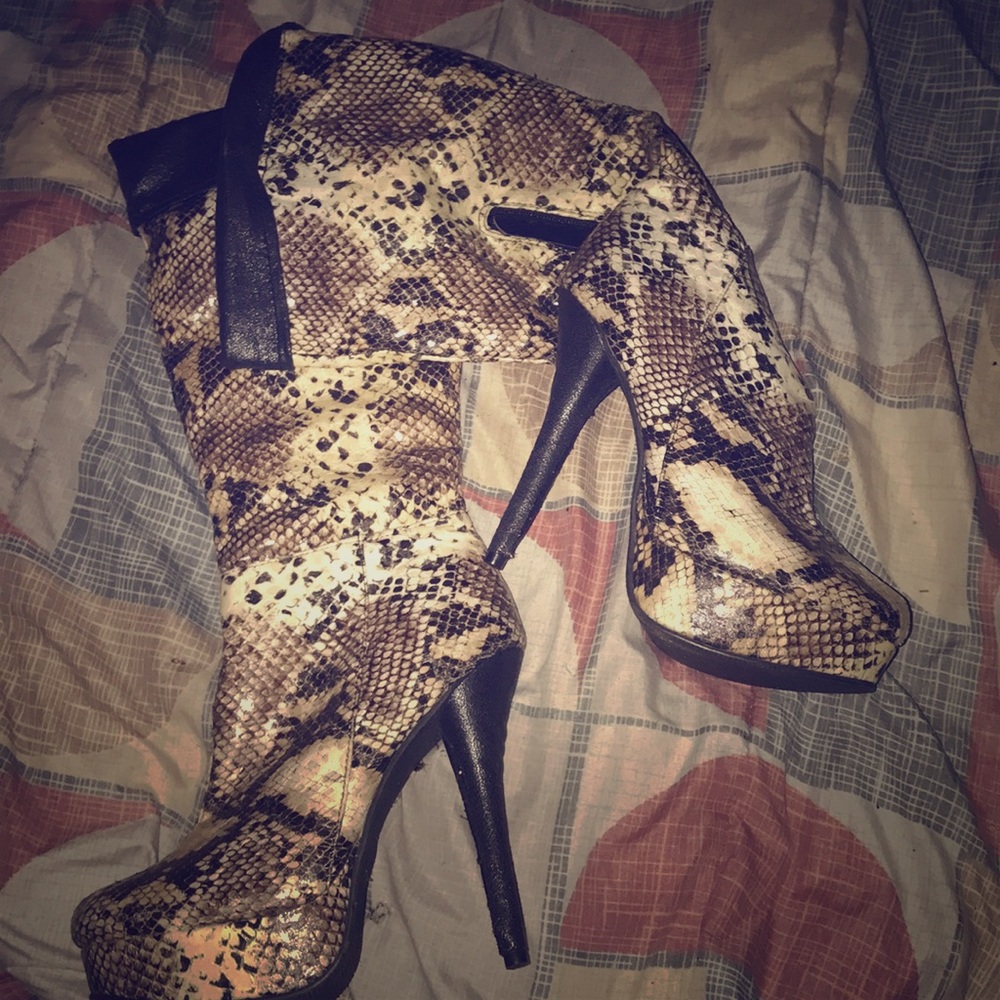 Charolette Russe High Heal Boots - Snake Skin